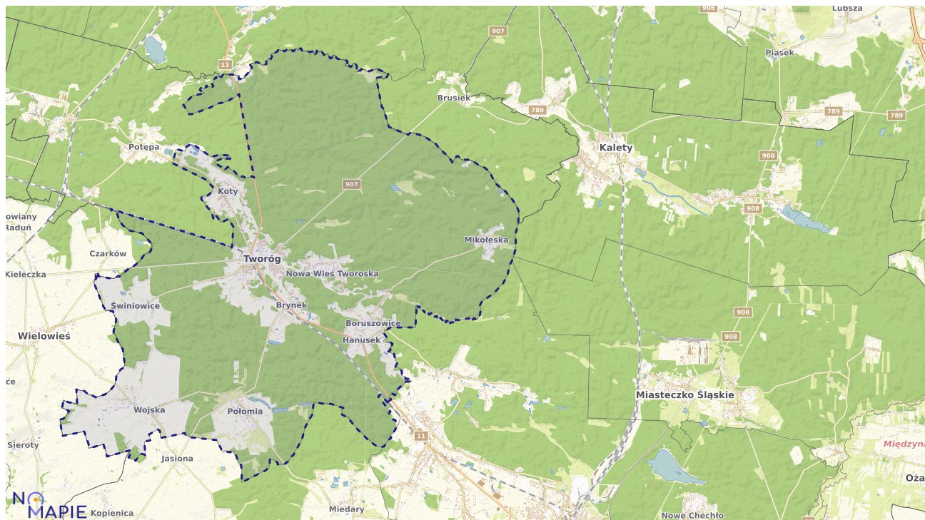 Mapa obszarów ochrony przyrody Tworoga